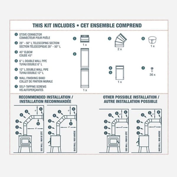 Drolet 6" Vortex To The Wall Double Wall Pipe Kit - VODBKTW06