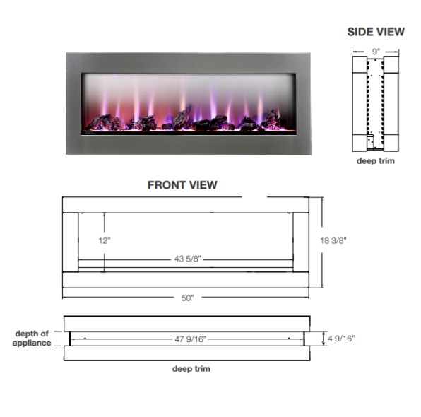 Napoleon CLEARion 50 Inch See Through Electric Fireplace - NEFBD50H
