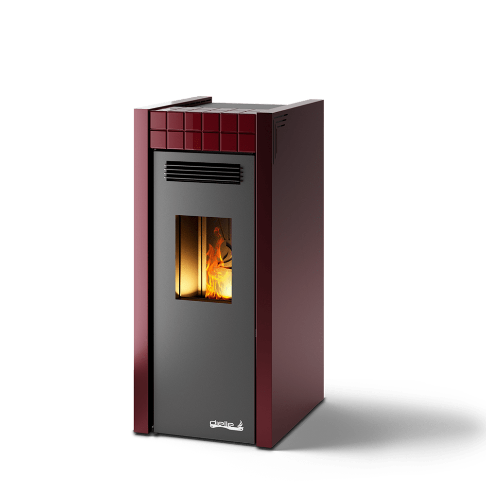 Dielle Grecale 70 Pellet Stove - Bordeaux Metallic Steel