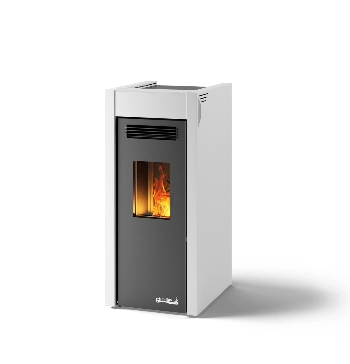 Dielle Grecale 70 Pellet Stove - Pearl White Steel