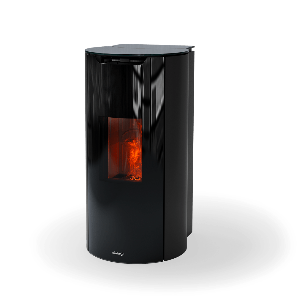 Dielle Round 70 Pellet Stove - Magic Black Glass