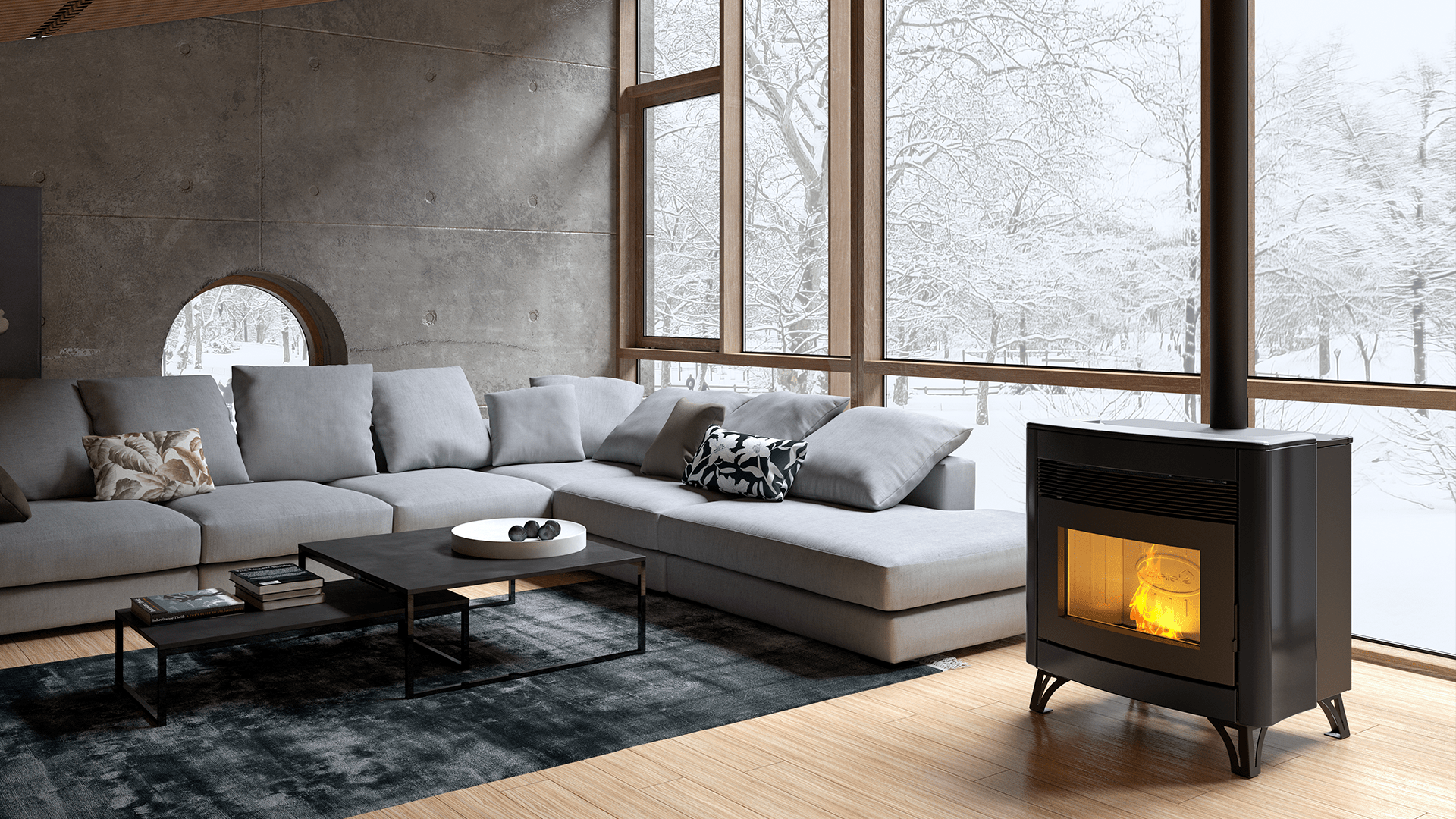 Dielle Zefiro Pellet Stove - Black Ceramic