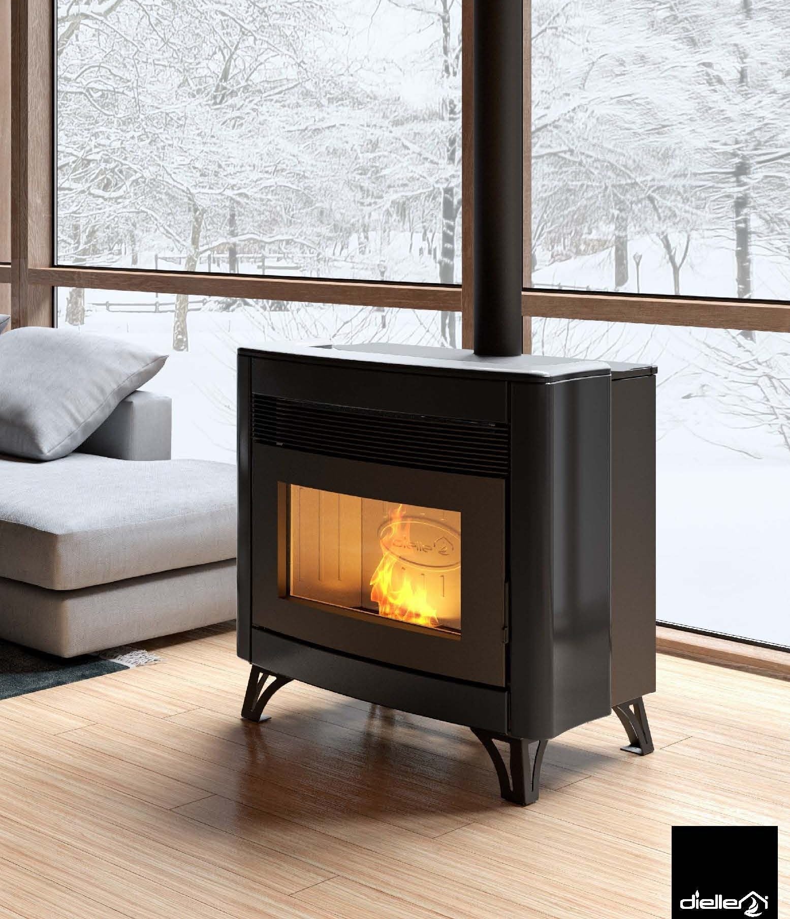 Dielle Zefiro Pellet Stove - Black Ceramic
