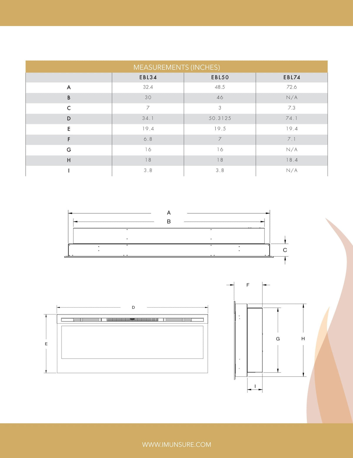 Nexfire 74 Inch Contemporary Electric Fireplace - EBL74
