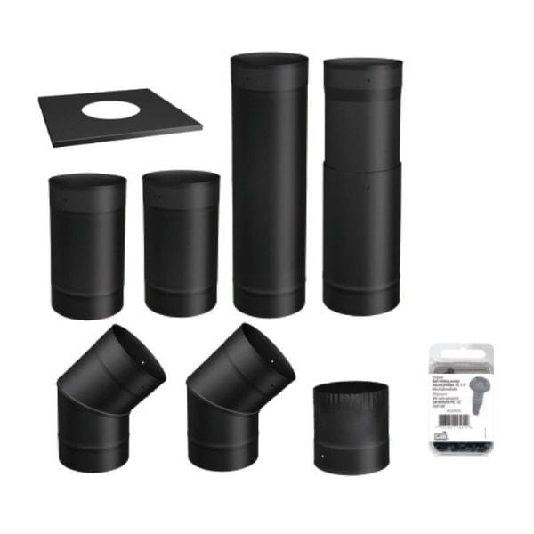 Drolet 6'' Black Single Wall Pipe Kit To The Wall - SP00360