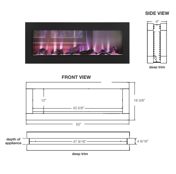 Napoleon CLEARion 50 Inch See Through Electric Fireplace - NEFBD50H