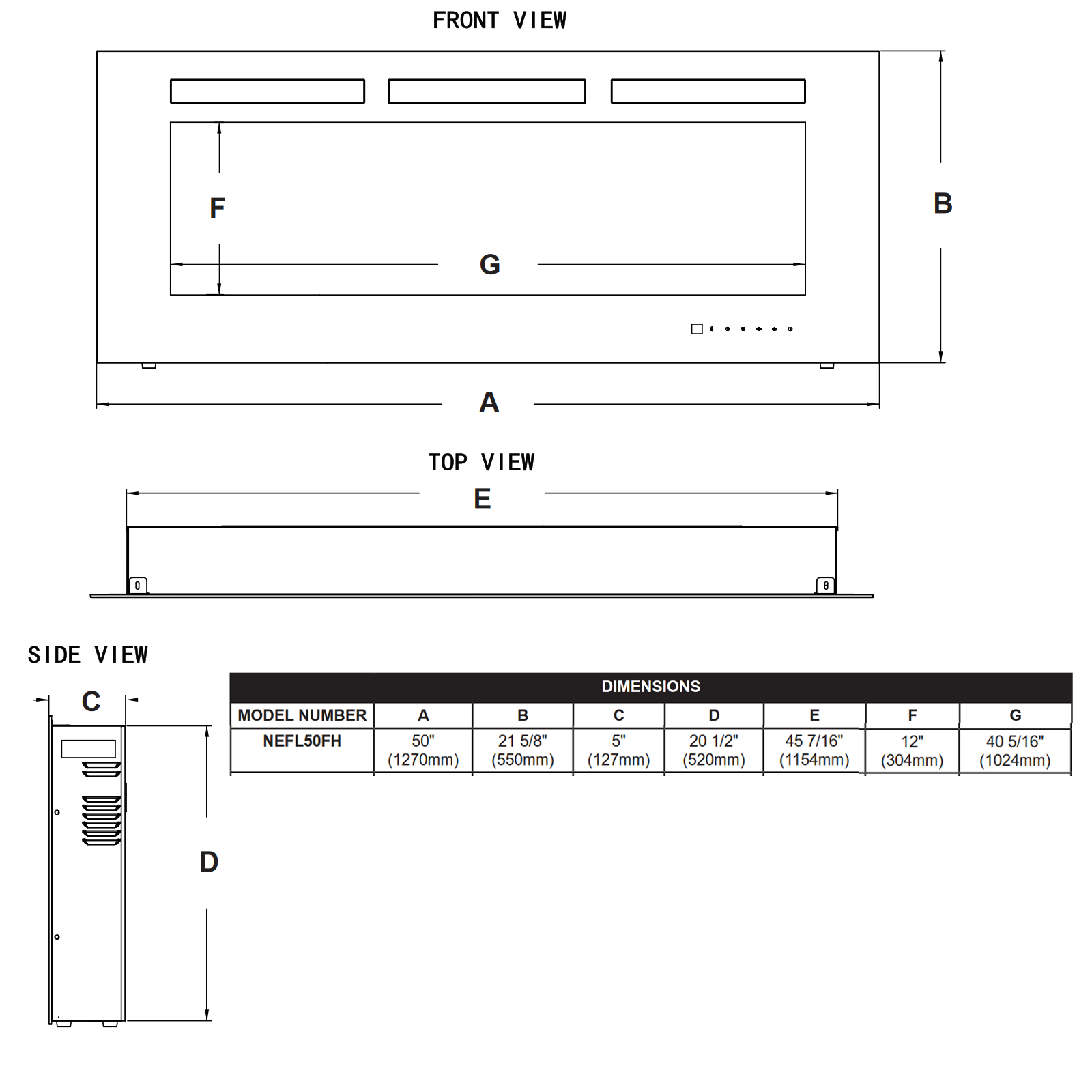 Napoleon Allure 50 inch Wall Mounted Electric Fireplace - NEFL50FH