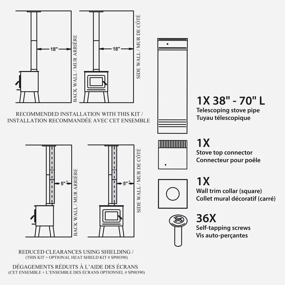Drolet 6'' Single Wall Pipe To The Ceiling - SP00370