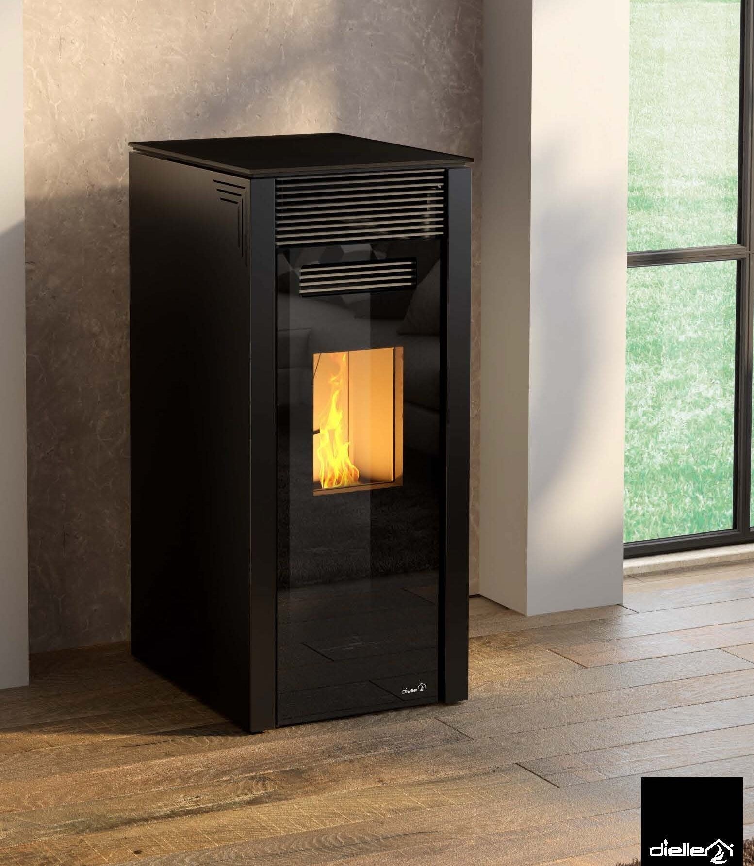 Dielle Grecale 70 Pellet Stove - Black Steel