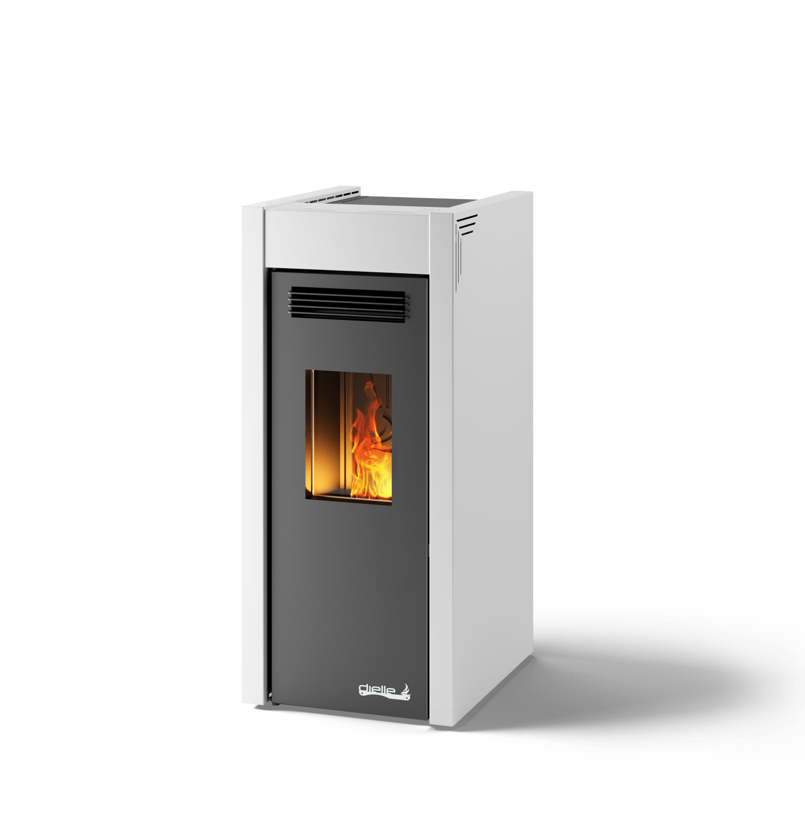 Dielle Grecale 70 Pellet Stove - Pearl White Steel