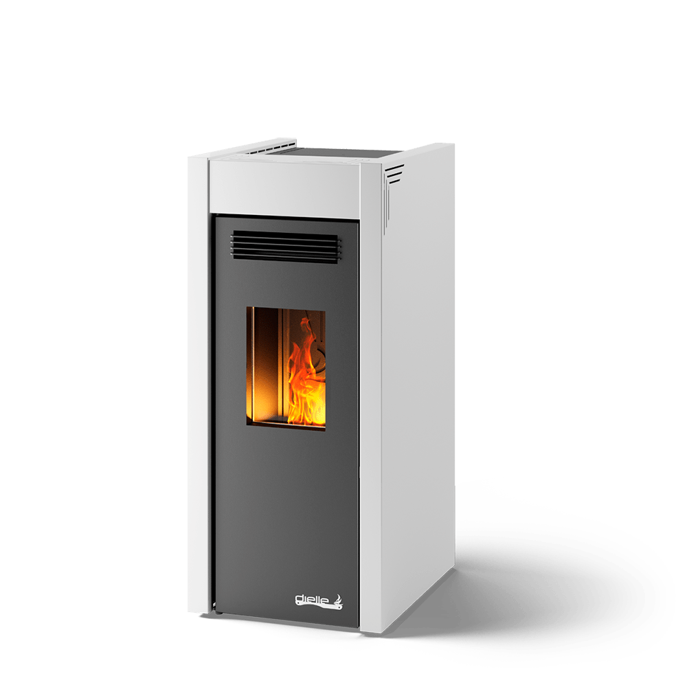 Dielle Grecale 70 Pellet Stove - Pearl White Steel