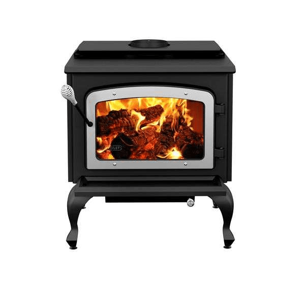 Drolet Escape 1800 Wood Stove On Legs - Brushed Nickel Door DB03112