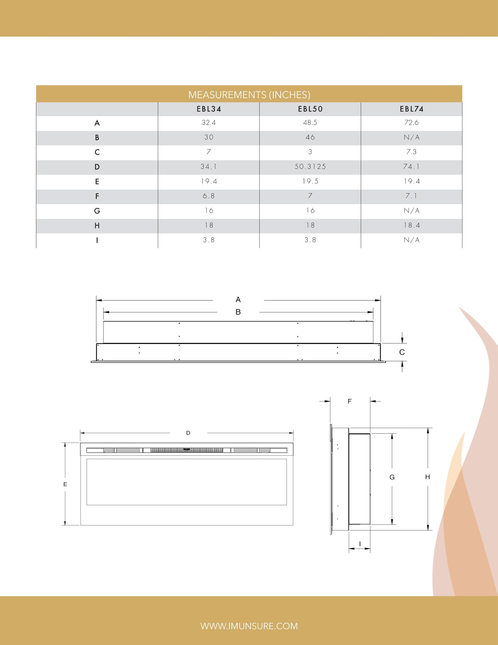 Nexfire 74 Inch Contemporary Electric Fireplace - EBL74
